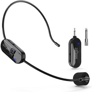 VOVIGGOL Wireless Microphone Headset, 2.4GHz, 160ft Range, Dual Type-C Charging, 3D Stage Reverb Effects, Compatible with 6.35mm & 3.5mm Jacks