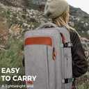 Vancropak Carry on Backpack, Flight Approved 18x14x8 Travel Backpack with, Expandable Large 40L Travel Bag fits 17.3" Laptop, Anti Theft Luggage Suitcase Weekend for Women Men, Grey