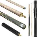 HomeSeason Snooker Cue Stick 18oz 1/2 Jointed 57in Pool Cue, with Extension Leatherette Cue Bag, Durable Ash Wood Billiards Cue (HS-S04-A)