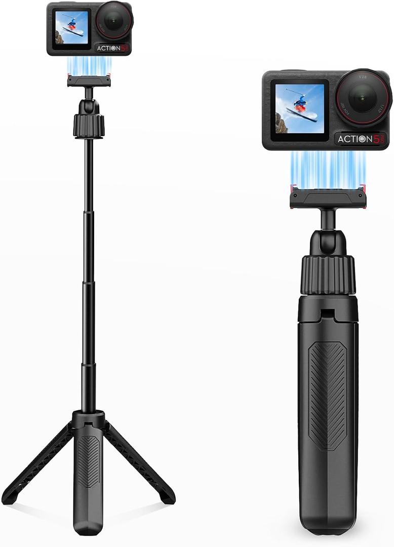 Portable Four Section Retractable Action Camera Selfie Stick with Magnetic Camera Mount Tripod Mount for DJI Osmo Action 5 Pro 4 3 Osmo 360 Accessories