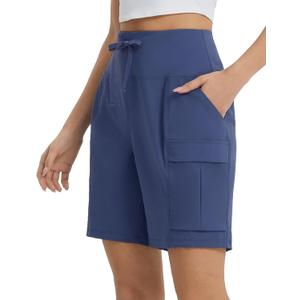 baleaf Women's 7" Hiking Shorts High Waist Water Resistant Quick Dry Lightweight Zip Pockets Workout Athletic Shorts Travel (Medium)