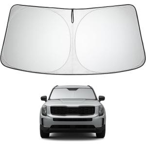 Proadsy 2025 Upgrade Windshield Sun Shade Custom Fit Kia Telluride 2020-2024 2025 4-Layer Foldable Front Sunshade Protector Sun Visor Blocks UV Rays Keep Car Cooler Accessories