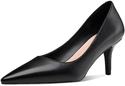 CosyFever Womens Pumps, Pointed Toe Mid Heel Stiletto Pumps, Slip On Dress Pumps, 9M
