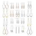 20 Paris Assorted Dangle Earrings Set for Women, Fashion-Celtic Gold Bar Earrings for Teens Girls Cute Filigree Earrings