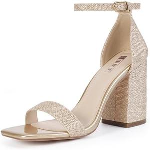 IDIFU IN3 Chunky Block Heels Wedding Party Dress Heeled Sandals, 5.5