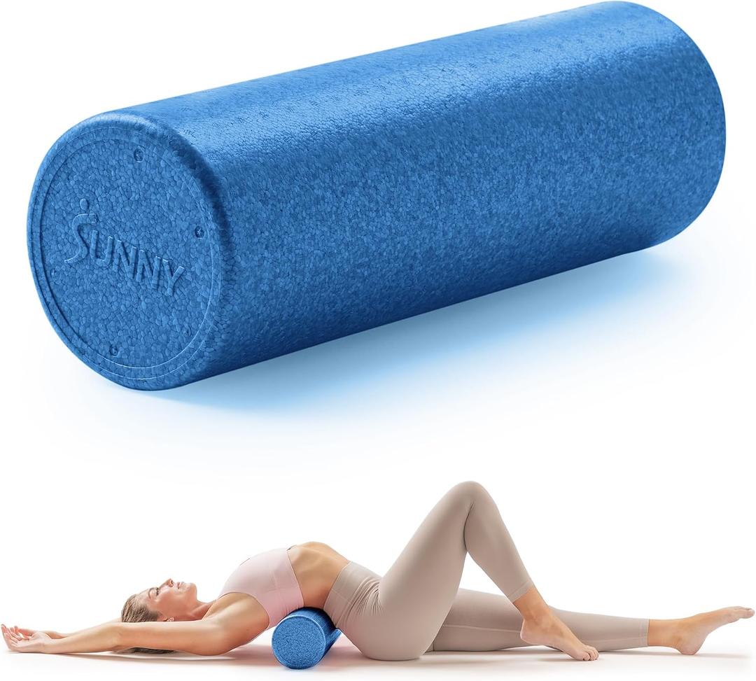 Sunny Health & Fitness High-Density Foam Roller 12" to 36", for Stretching & Muscle Recovery Black, Blue, Pink