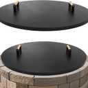 1MORE Fire Pit Lid Round 34" - Metal Firepits Cover with Wooden Handles for Patio Firepits,Rust Resistant 1.5mm Fire Pits Metal Lid, Firepits Accessory, Fire Pits Cover Round, All-season Protective
