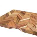 Lipper International Acacia Herringbone Square Cutting and Serving Board with Inset Handles for Chopping Meats, Fruits and Vegetables, 14" x 14" x 1" Thick