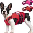 Kuoser Medium Dog Life Jacket, High Flotation Dog Life Vest for Swimming Boating, Reflective Dog Swimming Vest for Medium Dogs Pet Life Preserver with Rescue Handle, Red M (Medium (Chest Girth:20.5-25.2''))