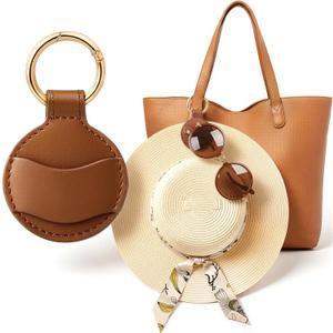 Niveaya Upgraded Magnetic Hat Clip for Hanging Sunglasses, Stylish Hat Clip for Travel Bag Luggage Backpack, Strong Magnet Hat Holder, Hands-Free, Beach Cruise Vacation Essentials, 1-Pack Brown