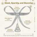 HUTHDAK Large Glitter Silver Bow Christmas Tree Topper,9.4 Inch Metal Tree Topper,Silver Bow Christmas Decorations for Xmas Home Decor Holiday Party Indoor Outdoor Shop Office