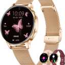 Smart Watches for Women 3 Bands 1.29" AMOLED Smartwatch Compatible Android and iOS Phones Answer/Make Calls Fitness Tracker Watch with 110+ Sports Modes Heart Rate Monitor Pedometer Sleep Rose Gold