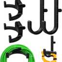 4-Pack Storage Shed Hook Heavy Duty Garden Tool Hangers, J U Shape Storage Hooks for Shovels Rakes Brooms, Garage Shed Organization Accessories, Black Tool Holders