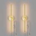 ZAGO Plug in or Hardwired Linear Wall Sconce: 24 Inch LED Indoor Modern Linear Wall Lights Set of Two with On/Off Switch, 5CCT Switchable, Brushed Gold, Dimmable for Living Room, Bedroom, Hallway