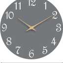 Mosewa Wall Clock Silent Non Ticking Decorative for Bedroom Bathroom Office Living Room Battery Operated Gray Wood Modern Simple(10 Inch)