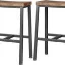 Homeiju Bar Stools, Counter Height Bar Stools Set of 2, 23.6 Inch Saddle Stools with Footrests, Industrial Kitchen Counter Seat for Dining Room, Kitchen, Counter, Rustic Brown