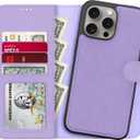 for iPhone 14 Pro Wallet Case,Detachable Flip Folio Cover RFID Blocking 4 Card Slots Holder Premium PU Leather Magnetic Kickstand Phone Case for iPhone 14 Pro 6.1" Purple Lavender
