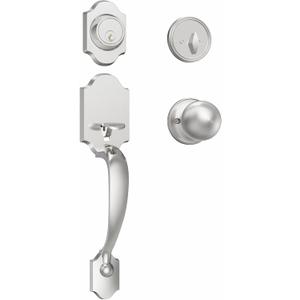 Estmoon Front Door Lock and Deadbolt Set, Satin Nickel Exterior Door Handle with Interior Door Knob for Front Doors, Entry Door Handle and Single Cylinder Deadbolt Reversible for Left&Right Hand Doors