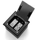 Vagueior Recessed Flat Hidden Floor Electrical Outlet Box Kit,Stainless Steel Cover with 4 * 20A Tamper-Resistant Receptacle Outlet and 5V/4.8A USB Port,UL Certified,Black