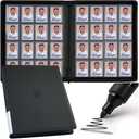 BOMIIPOR 16 Pocket Top Loader Binder, Holds 640 Top Loaders - Premium Top Loader Binder with Sleeves for 3" x 4" Rigid Card Holders for Trading Cards or Sports Cards - Classic Black