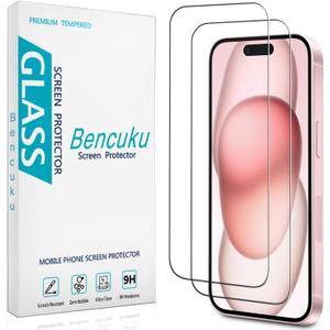 (2 Pack) Screen Protector for iPhone 15 Tempered Glass 6.1-inch, Easy to Install, Bubble Free, 9H Hardness