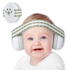 Yoofoss Baby Ear Muffs Noise Protection for Infant and Babies Up to 36 Months - Noise Cancelling Headphones for Ear Protection, Sleep, Travel Baby Essentials (Green)
