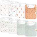 KeaBabies 8-Pack Organic Baby Bibs for Boys, Girls - Super Absorbent Cotton Drool Bibs for Baby Girl & Boy, Teething Toddler, Drooling Newborn, Ultra Soft & Machine Washable (Wilderness)
