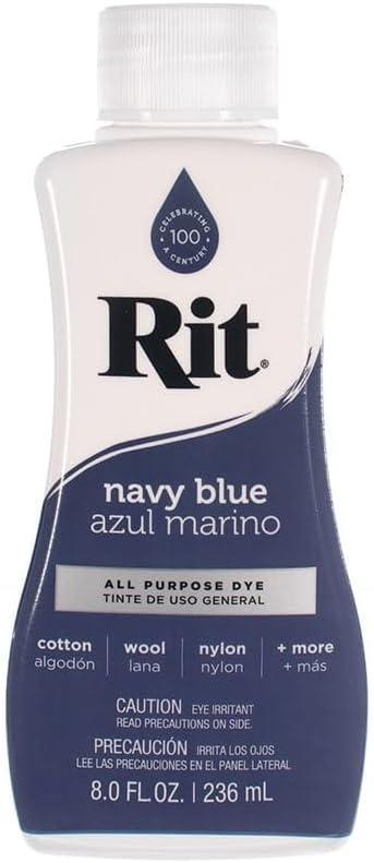 Rit Dye  8 Oz. Liquid Fabric Dye for Clothing, Dcor, and Crafts  Navy Blue (1 Pack)