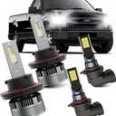 AWALITED Fits for 2004-2014 Ford F150 High Low Beam Fog Lights Bulbs Combo, 6000K White Plug-and-Play Super Bright Light Bulbs, Pack of 4