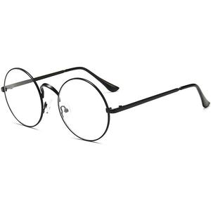 Dollger Retro Round Glasses Blue Light Glasses Clear Lens Non-Prescription for Men Women Metal Frame, Black