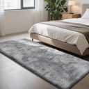 Soft Runner Rugs for Bedroom, Mottling Grey 3x7 Area Rugs Fluffy Rug Shag Area Rug Carpet, Bedside Rug for Living Room Bedroom Kids Room Home Decor