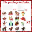 HOWAF Kentucky Party Derby Day Cupcake Toppers Decorations, 32pcs Horse Racing Cake Toppers Derby Day Party Supplies Horse Cupcake Toppers for Run for the Roses Supplies Double-Sided