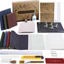 145Pcs Book Binding Kits for Beginners, Book Making Kit Bookbinding Supplies with A5 Paper Books Cloth Awl,Complete Bookbinding Kit Tools Materials with Instructions and Video Tutorials for DIY Crafts