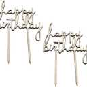 2PCS 81x130mm Wooden Happy Birthday Cake Decoration Insert Birthday Party Decoration Supplies Premium Quality Decoration