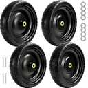 13" Flat-Free Tires and Wheels Replacement Gorilla Cart, 4.00-6 Flat-free Solid Tires for Garden Carts, Wheelbarrows & Yard Trailers - with 5/8" Bearings, 2.1" Hub Offset(4-Pack)
