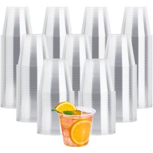 JOLLY CHEF 9 oz Clear Plastic Cups, 600 Pack Clear Disposable Cups Tumblers Perfect for Wedding, Thanksgiving, Birthday, Halloween, Christmas Party