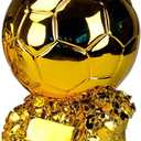 Golden Ballon Football Championship Prize Trophy Customizable Player Award Soccer Replica Fan Collectible Birthday Gift (25cm/9.8inch)