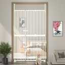 71" Extra Tall Cat Pet Gate, 33.5-47.2 in Wide High Dog Gates for Doorways No Climbing, Kitten Proof Full Door Barrier, Auto Close Large Walk Thru Puppy Gate Pressure Mounted, Indoor White
