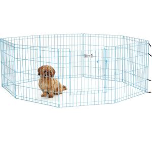 MidWest Homes for Pets 24-Inch Exercise Pen, for Indoor and Outdoor Use, 16 Sq Feet of Play, Single Door Folding Dog Pen, with Large Door Opening & Secure Latch, Easy to Set Up, Foldable Dog Playpen