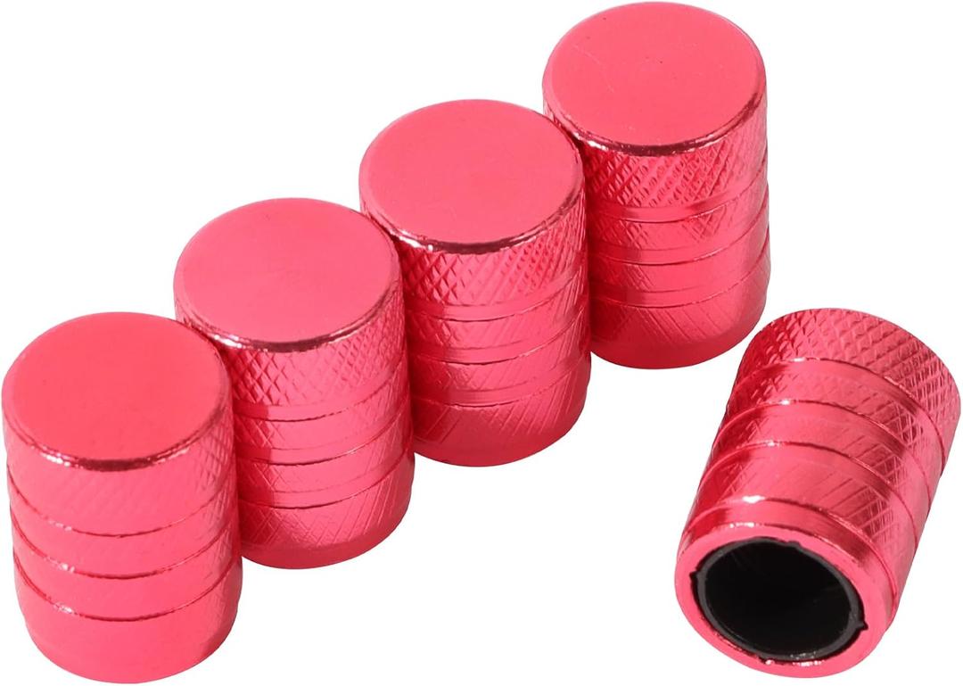5 x Pink Anodized Aluminum Tire Valve Stem Caps with Plastic Inner Sleeve, Corrosion Resistant. Universal Valve Caps for Cars, Trucks, Motorcycles, Pack of 5