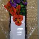LOYWREE 4 Pack Small Artificial Pansy Flowers Fake Plants in White Pots, Mini Potted Floral Spring Decorations for Home Bathroom Shelves Office Desk Table Centerpiece Indoor Decor