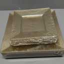 Liacere 100PCS Gold and Gold Square Plastic Plates-50PCS Dinner Plate and 50PCS Dessert Plate-Durable Fancy Disposable Plates for Party & Graduation