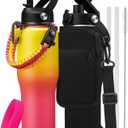 Insulated Water Bottle 40 oz with Straw  Water Bottle with Straw Lid, Popup Lid & Carrier Bag, Metal Coffee Cup Travel Mugs Insulated for Hot 24h and Cold 48h