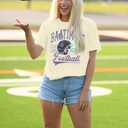 Football Shirts for Women Vintage Team Fan Tshirt Game Day Shirt Oversized Football Season Short Sleeve Tops (XL)
