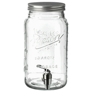 Mason Craft & More 4L Clear Glass Drink Dispenser w/ Metal Lid