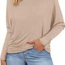 Zenlonr Long Sleeve Tops for Women Fall Fashion Outfits 2025 Crewneck Knit Basic Tee Shirts Business Casual Tops (XL)
