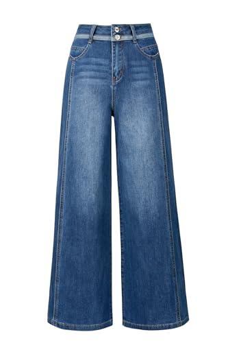 Arach&Cloz Womens Wide Leg Jeans 2026 Spring Fashion Clothing Capsule Wardrobe Stretchy High Waisted Trousers Double Button Casual Trendy Loose Denim Straight Pants Trendy Petite Dark Blue S