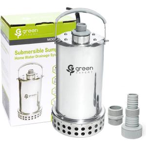 Green Expert 1HP Submersible Sump Pump 4000GPH High Flow Full Stainless Steel 25FT Power Cord Fast Water Drainage for Pools Flooded Basements Pits Garden Ponds Hot Tubs Rain Barrels Flush Systems
