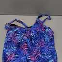 Yonique Womens Blouson Tankini Top No Bottom Loose Fit Swim Top Modest Tank Top (X-Large, Blue Leaves)