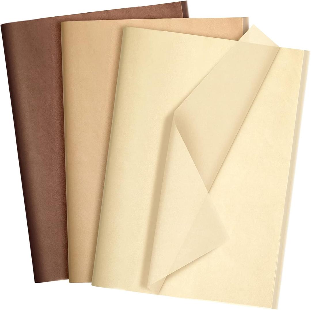 Fuutreo 300 Sheets Tissue Paper Bulk 14 x 20 Inch Kraft Wrapping Tissue Papers for Gift Bags DIY Crafts Weddings Birthday Party Gifts Decoration Supplies(Brown Series)